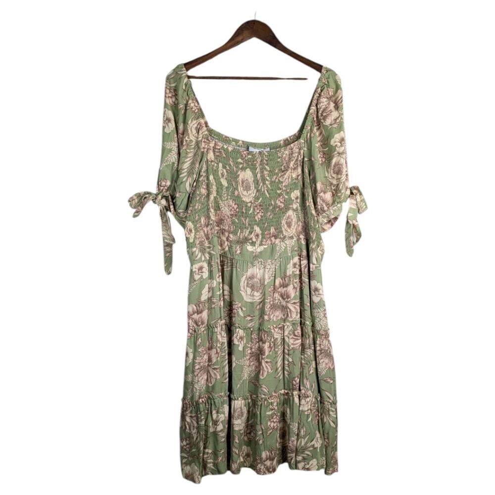 Agua Bendita Target Floral Smocked Tiered Peasant Dress 1X Cottagecore Milkmaid